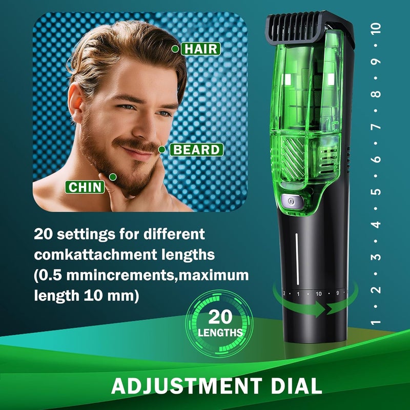 NONK Rechargeable Vacuum Hair Clipper, IPX6 Waterproof Electric Hair Trimmer with Adjustable Length Settings for at-Home Haircuts - Image 5